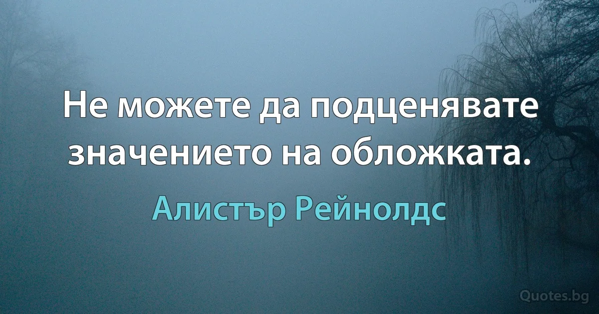 Не можете да подценявате значението на обложката. (Алистър Рейнолдс)