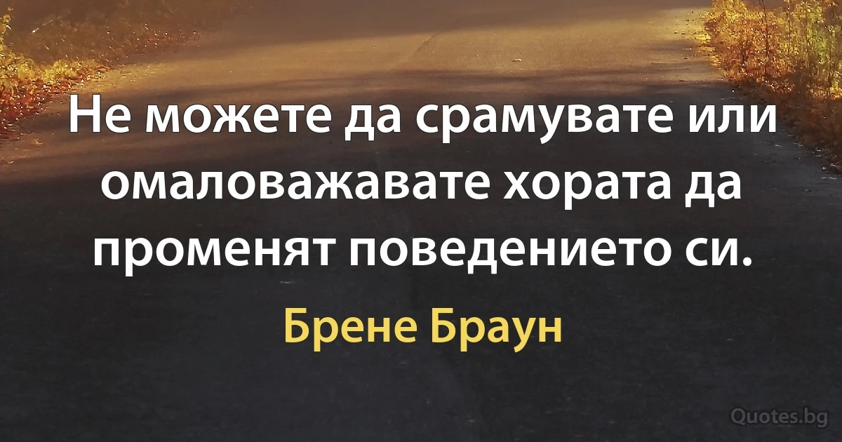 Не можете да срамувате или омаловажавате хората да променят поведението си. (Брене Браун)