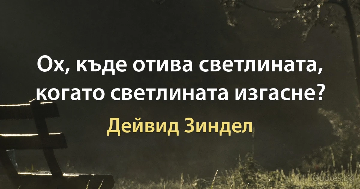 Ох, къде отива светлината, когато светлината изгасне? (Дейвид Зиндел)