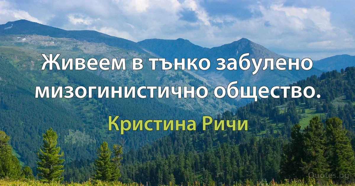 Живеем в тънко забулено мизогинистично общество. (Кристина Ричи)