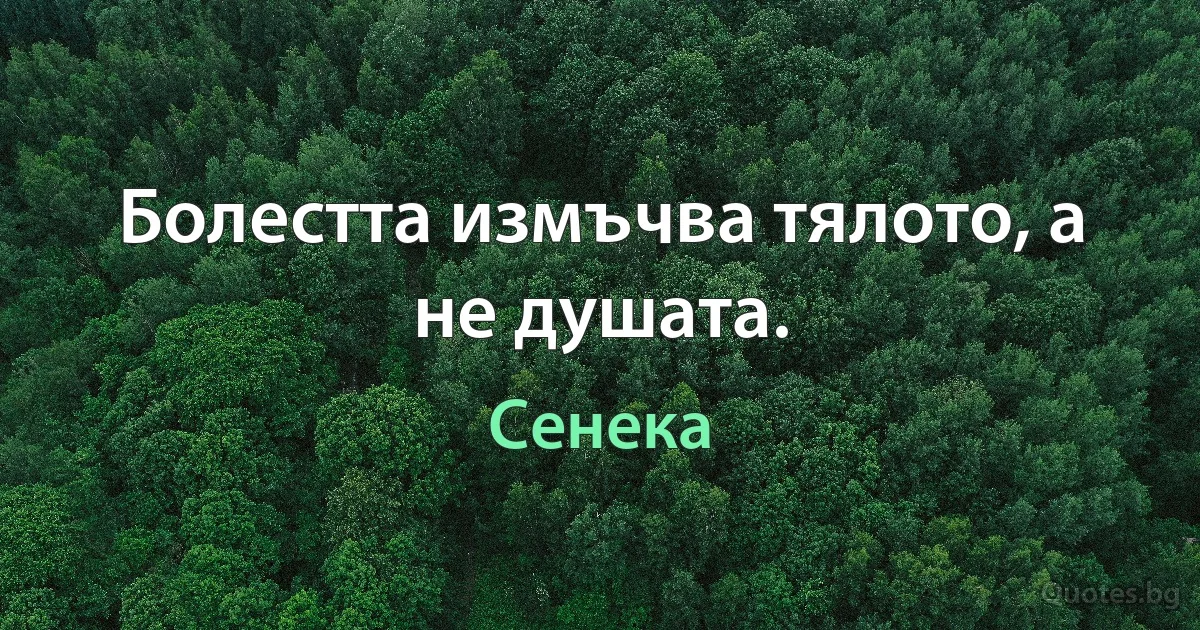 Болестта измъчва тялото, а не душата. (Сенека)