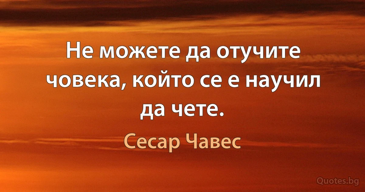 Не можете да отучите човека, който се е научил да чете. (Сесар Чавес)