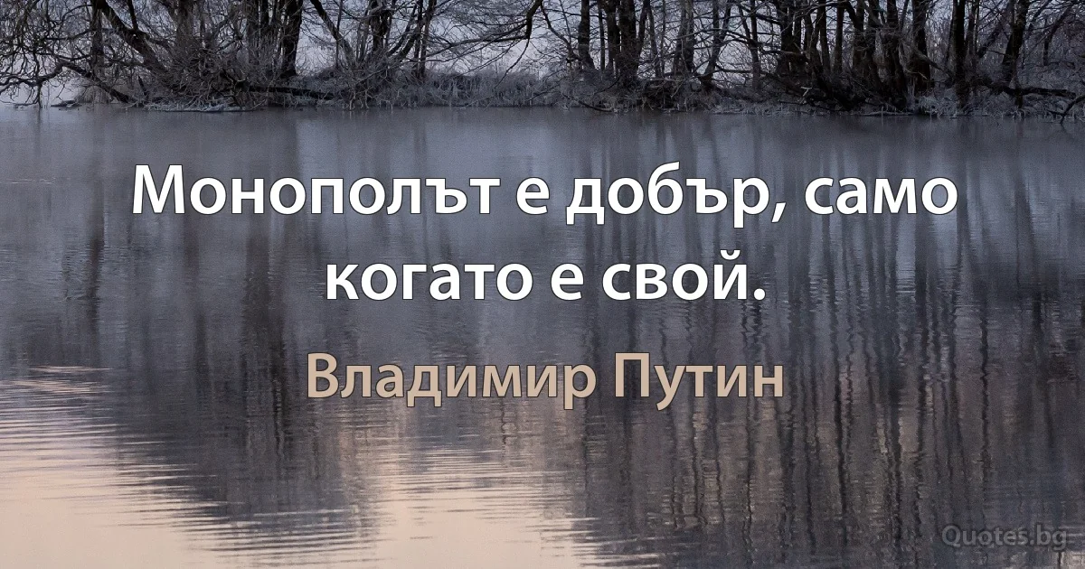 Монополът е добър, само когато е свой. (Владимир Путин)